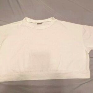 Pacificotton Cropped White Oversized Top 1/4 Sleeves Bright Ivory Lagenlook